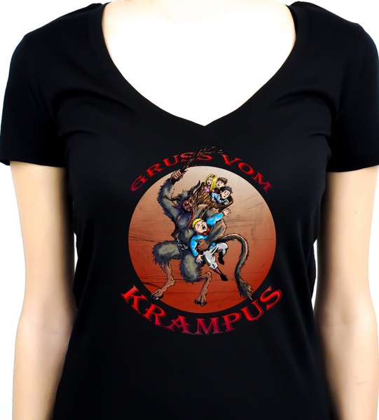 Gruss Vom Krampus Women's V-Neck Shirt Top Christmas