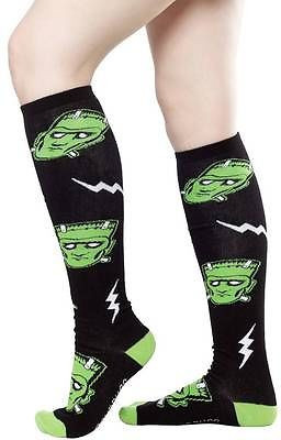 Sourpuss Frankenstein 17" Knee High Socks Gothic Punk Metal Psychobilly Monster