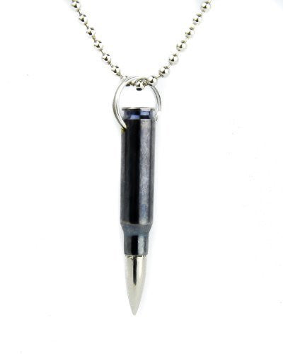 Gun Metal Grey Bullet Necklace 0.308 Mm Jewelry