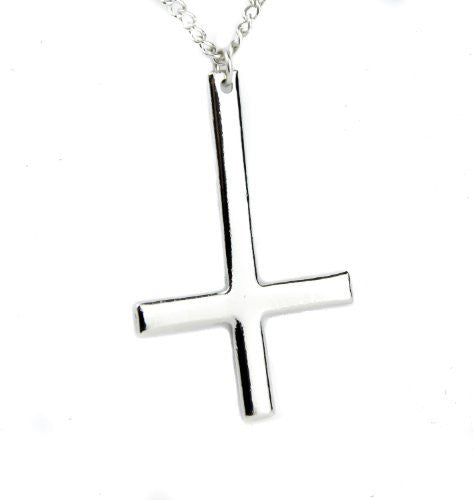 Inverted Polished Unholy Cross Necklace Black Metal Pendant Jewelry