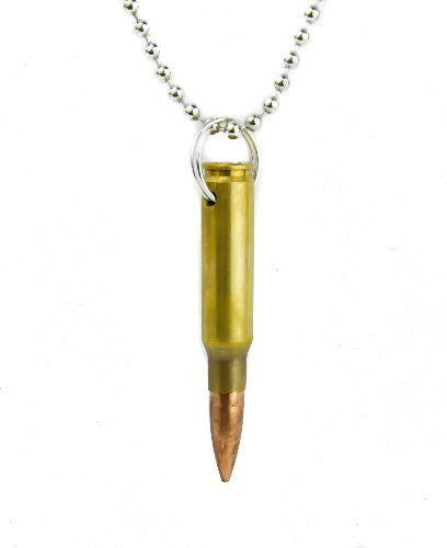 Brass Bullet Necklace 0.308 Mm Full Metal Punk Jacket Jewelry Military Ammo