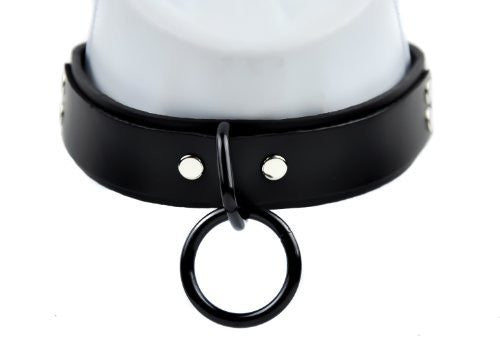 Fetish Black O Ring Gothic Leather Choker Necklace