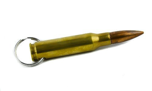 Real Brass Bullet Keychain 0.308 Mm Black Metal Military 3" Keyring