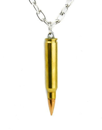 Real Brass Bullet Necklace Punk Rock Pendant Jewelry