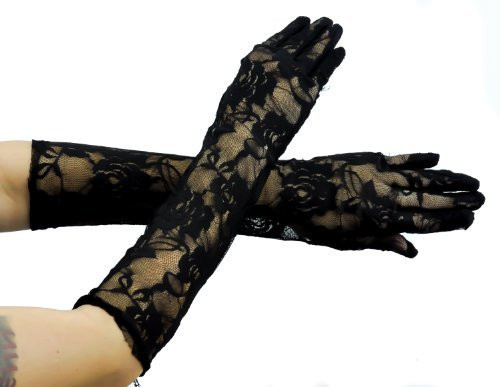 Black Rose Sexy Lace Gothic Long Gloves