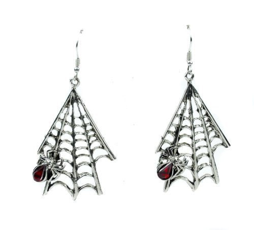 Hanging Gothic Spiderweb & Spider Earrings Cosplay