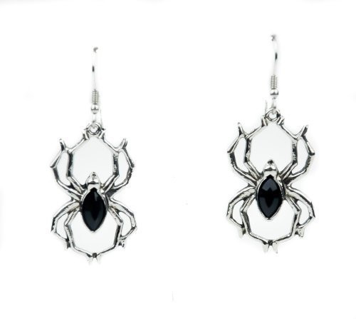 Hanging Black Spider Swarovski Gothic Earrings Cosplay
