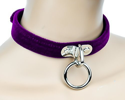 Purple Velvet Choker Sexy O Ring Fetish Collar