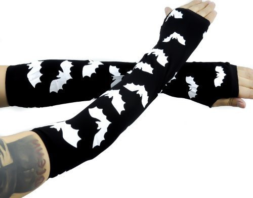 Bat Print Gothic Elbow Gloves / Arm Warmers