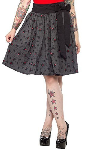 Sourpuss Spider Black Widow Gray Swing Skirt