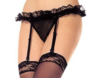 Ruffle Lace Garter Belt Goth Vamp Burlesque Stripper