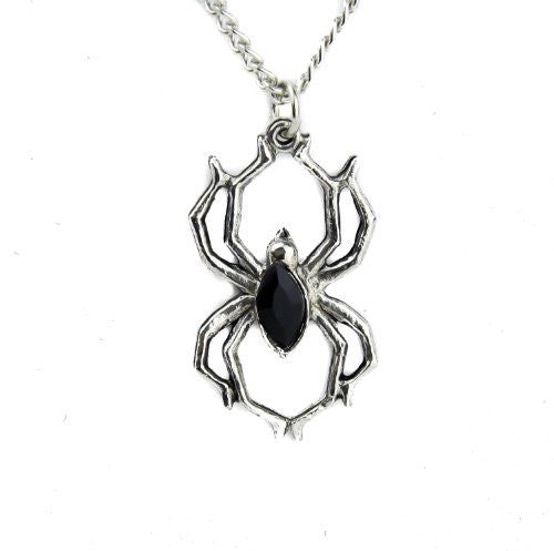 Black Spider Swarvoski Stone Necklace Pendant Gothic Jewelry