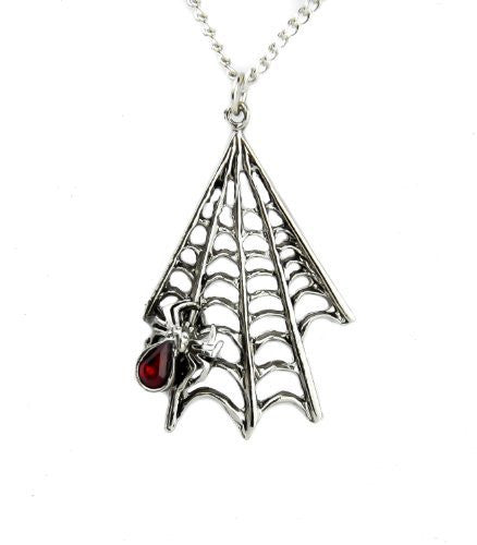 Spider Hanging on Web Necklace Halloween Pendant Jewelry