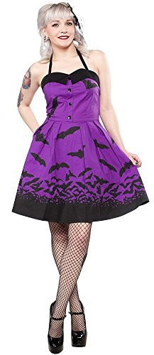 Sourpuss Purple & Black Spooksville Bats Dress