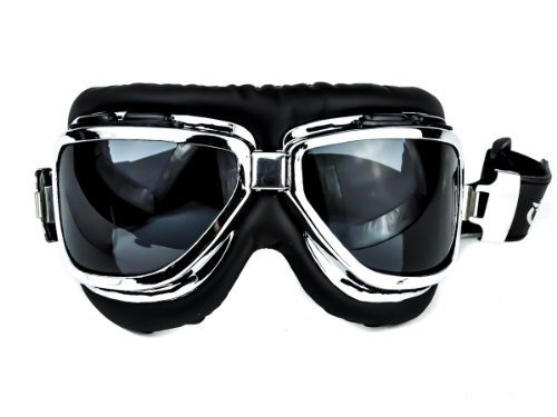 Dark Black Lens Classic Aviator Goggles Motorcycle Riding Glasses