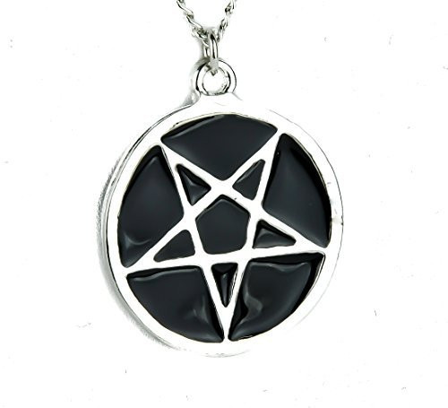 Occult Inverted Pentagram Necklace with Black Inlay