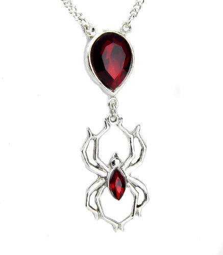 Red Widow Spider Necklace on Tear Drop Swarovski Pendant Jewelry