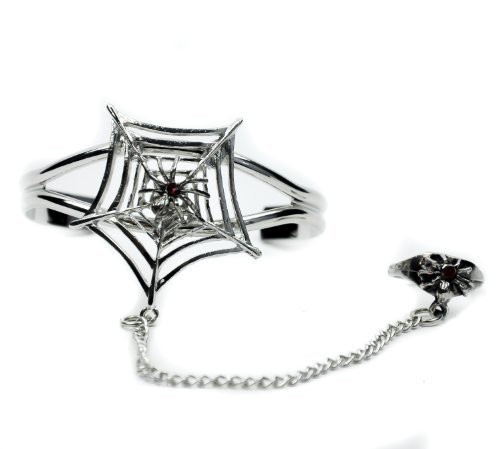 Gothic Spider Web Slave Bracelet w/ ring Jewelry