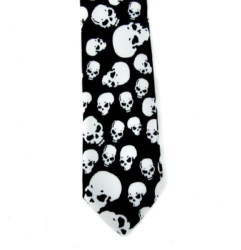 Skeleton Skull Necktie Novelty Tattoo Style Ink Print