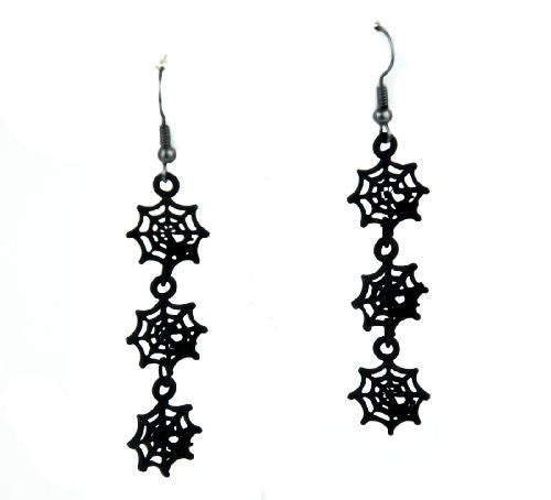 3 Hanging Spider Web Earrings Gothic Jewelry Cosplay