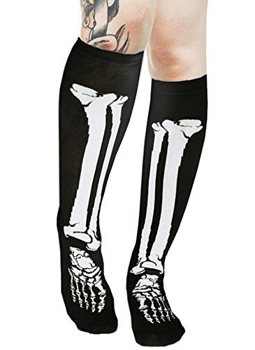 Skeleton Bone Knee High Socks
