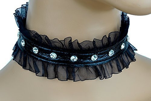 Black Lace and Rhinestone Choker Sexy Lolita Cosplay Collar