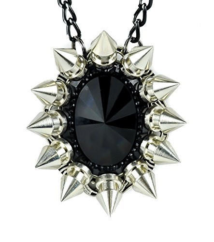 Large Black Stone Necklace with Chaos Star Spikes
