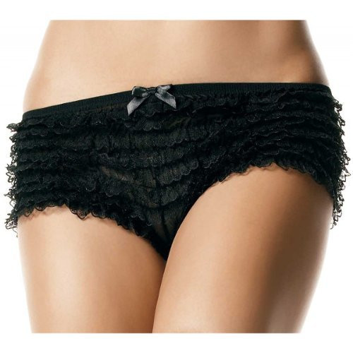 Micromesh Lace Ruffle Tanga Shorts Underwear Accessory - One Size