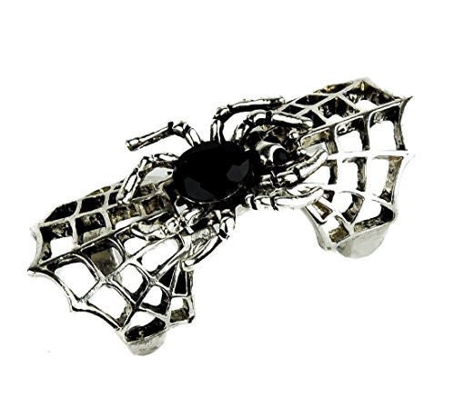 Black Stone in Spider Web Ring Gothic Silver Design Gothic Jewelry