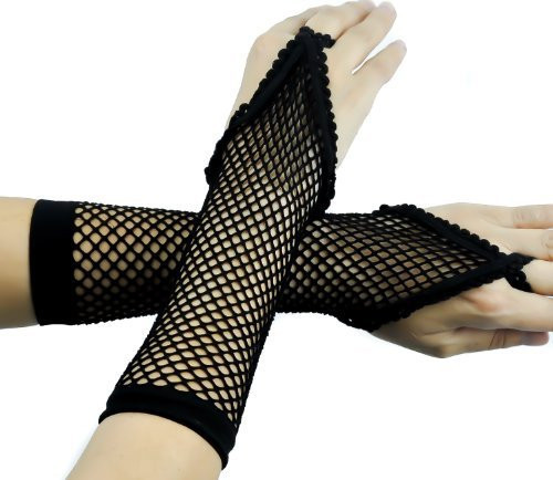 One Finger Black Sexy Fishnet Gloves Fingerless