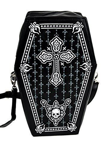 Gothic Cross Coffin Bag with Embroidered Design Fashion Purse Backpack