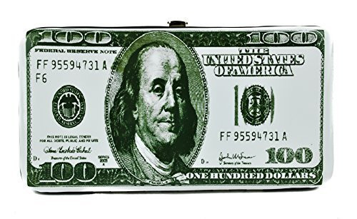 100 Dollar Bill Women's Clutch Vinyl Wallet Benjamin Franklin