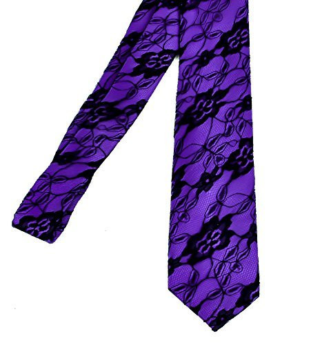Purple and Black Flower Lace Neck Tie