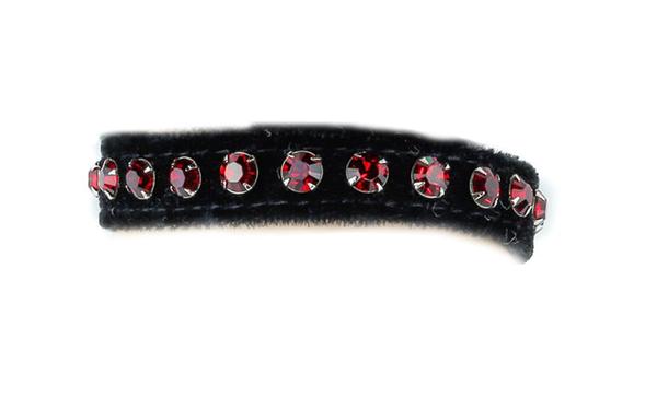 1 Row Red Rhinestone Black Velvet Velour Quality Bracelet  Wristband