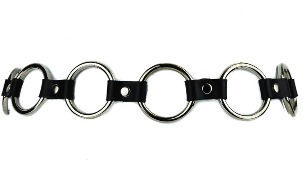1-3/4" O Ring Link Leather Fashion Belt Heavy Metal