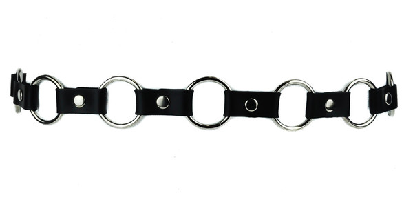 1-1/4" Small Metal O Ring Link Belt Real Black Leather