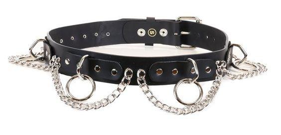 Silver Chain Belt With 1" O-Rings Quality Leather 1-3/4" Wide