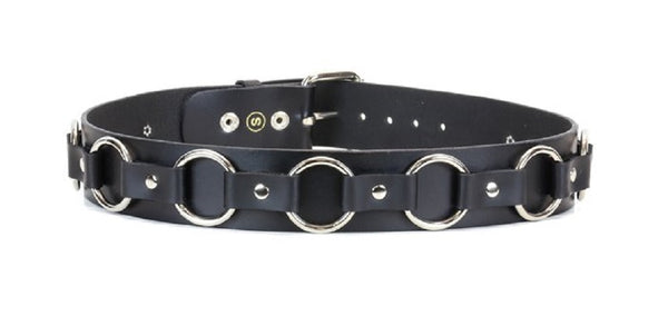 Black Quality Leather Belt w/ O Ring Strap 1-3/4" Wide