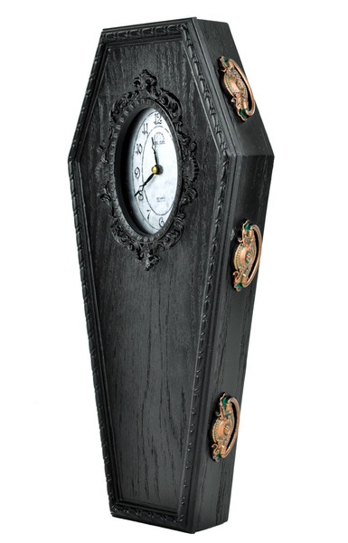 Black Classic Gothic Coffin Wall Clock Halloween Home Decor