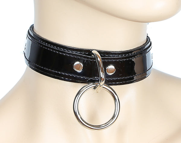 Fetish Silver O Ring Gothic Black PVC Choker Necklace