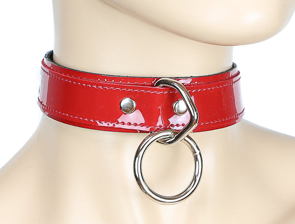 Fetish Silver O Ring Gothic Red PVC Choker Necklace