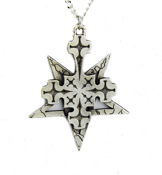 Inverted Cross Pentagram Necklace Occult Satan Metal