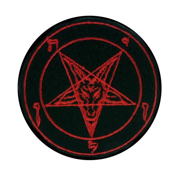 Classic Red Baphomet Pentagram Patch Iron on Applique Occult Clothing