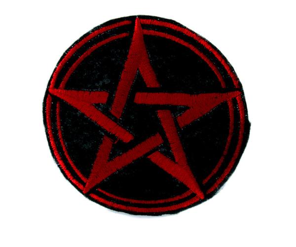 Red Wicca Pentagram Patch Iron on Applique Alternative Clothing Pagan Witchcraft