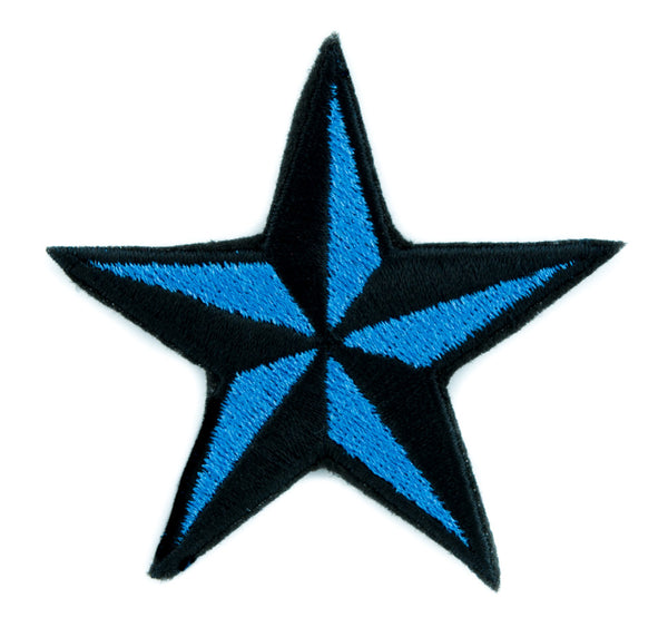 Blue Nautical Star Patch Iron on Applique Alternative Clothing Tattoo Rockabilly