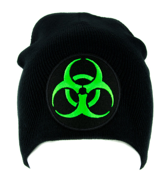 Toxic Green Biohazard Sign Beanie Knit Cap Horror Clothing Zombie Apocalypse