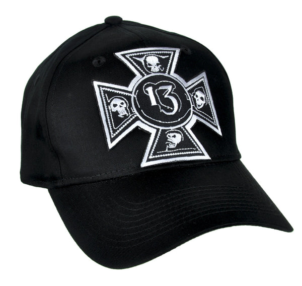 Number 13 Iron Cross Skull Hat Baseball Cap Alternative Clothing Lucky 13