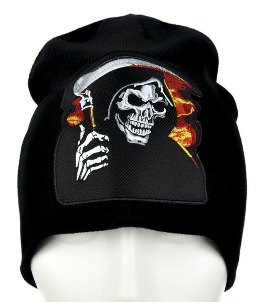 Burning in Hell Grim Reaper Beanie Alternative Clothing Knit Cap Death Scythe