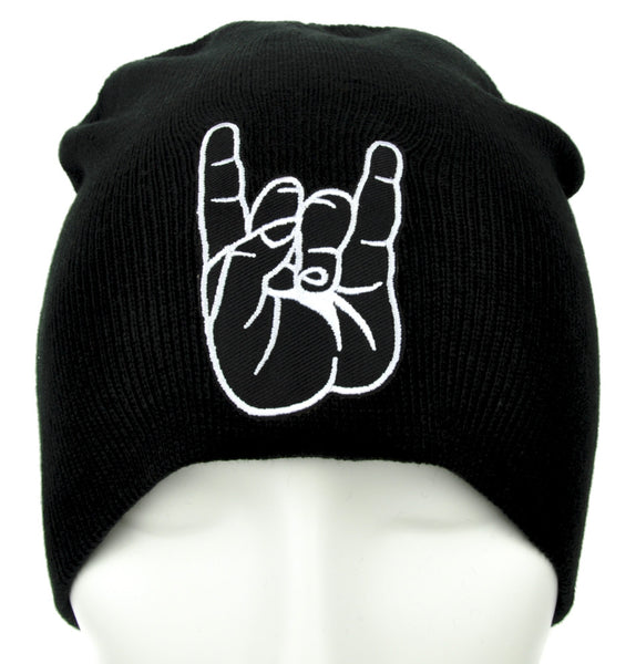 Horns Up Metal Sign Beanie Devil Occult Clothing Knit Cap