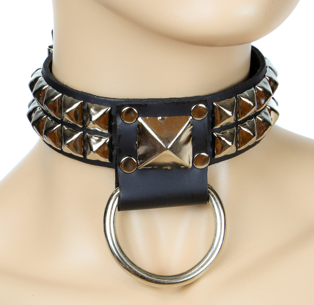 Pyramid Stud O Ring Heavy Metal Choker 1" Alternative Clothing Deathrock Collar